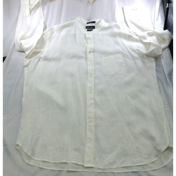 Paul Fredrick Classic Fit 3XL White Linen Long Sleeve Shirt - Picture 1 of 7